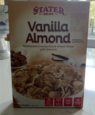 Essentially You, Vanilla Almond Sweetened Crunchy Rice And Wheat Flakes With Almonds, Vanilla Almond