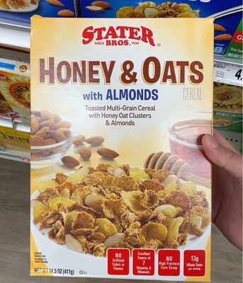 Honey & Oats Flavored Sweetened Corn & Whole Wheat Flake Cereal With Granola & Sliced Almonds Cereal, Honey & Oats