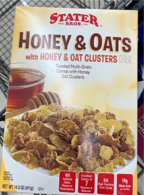 Honey & Oats With Honey Flavored Oat Clusters Sweetened Corn & Whole Wheat Flake Cereal With Granola, Honey & Oats