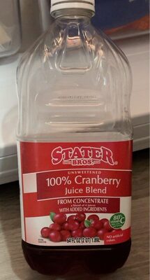 Unsweetened Cranberry 100% Juice Blend From Concentrate, Unsweetened Cranberry