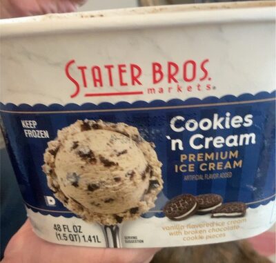 Cook 'N Cream Flavor Vanilla Flavored Ice Cream With Broken Chocolate Cookie Pieces Premium Ice Cream, Cookies 'N Cream
