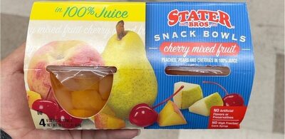 Cherry Mixed Fruit Peaches, Pears And Cherries In 100% Juice Snack Bowls, Cherry Mixed Fruit