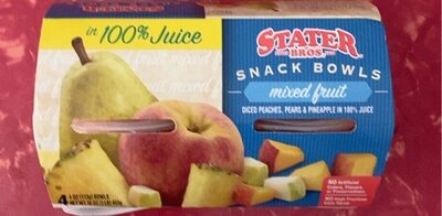 Mixed Fruit Diced Peaches, Pears & Pineapple In 100% Juice Snack Bowls, Mixed Fruit