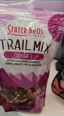 Omega-3 With Dried Sweetened Cranberries, Almonds, Walnuts, Pepitas And Pecans Trail Mix
