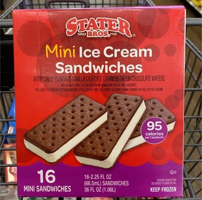 Vanilla Flavored Mini Light Ice Cream Sandwiches Between Chocolate Wafers, Vanilla