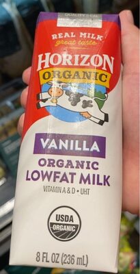 Vanilla Organic Lowfat Milk, Vanilla
