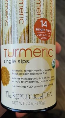 Turmeric Caffeine Free Single Sips, Turmeric