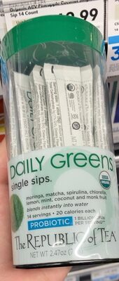 Daily Greens Moringa, Matcha, Spirulina, Chlorella, Lemon, Mint, Coconut And Monk Fruit Probiotic Blend, Daily Greens