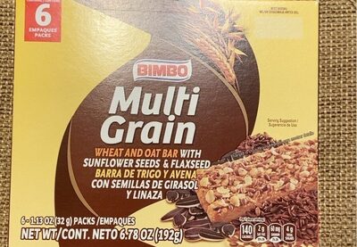 Multigrain Wheat And Oat Bar With Sunflower Seeds & Flaxseed, Multigrain With Sunflower Seeds & Flaxseed