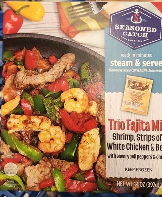 Trio Shrimp, Strips Of White Chicken & Beef With Savory Bell Peppers & Onions Fajita Mix, Trio