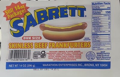 Bun Size Skinless Beef Frankfurters