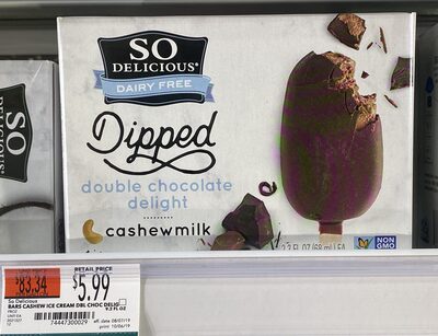 Double Chocolate Delight Dipped Cashewmilk Non-Dairy Frozen Dessert Bars, Double Chocolate Delight