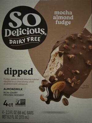 Dipped Mocha Fudge Almondmilk Non-Dairy Frozen Dessert Bars, Mocha; Almond