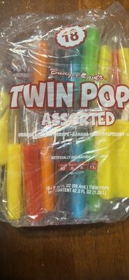 Assorted Twin Pops, Orange, Cherry, Grape, Banana, Blue Raspberry, Lime