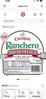 Part Skim Milk Cheese, Queso Fresco