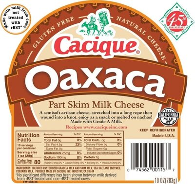 Oaxaca Part Skim Milk Cheese
