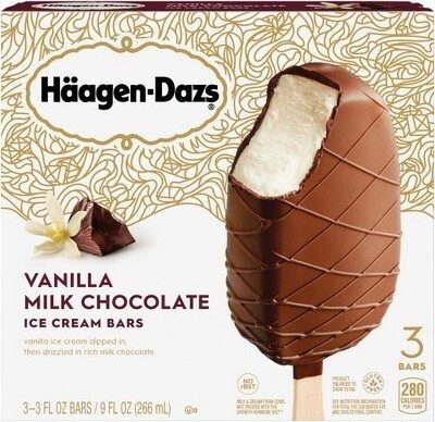 Vanilla Milk Chocolate Vanilla Ice Cream Dipped In, Then Drizzled In Rich Milk Chocolate Ice Cream Bars, Vanilla Milk Chocolate