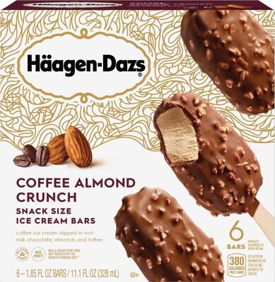 Coffee Almond Toffee Crunch Coffee Ice Cream Dipped In Rich Milk Chocolate, Almonds And Toffee Pieces Mini Ice Cream Bars, Coffee Almond Toffee Crunch