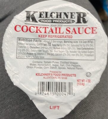 Kelchner Food Product Cocktail Sauce 4oz portion cup