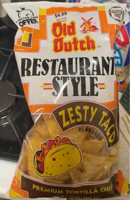 Zesty Taco Flavored Restaurant Style Premium Tortilla Chips, Zesty Taco