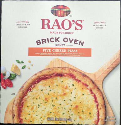 Five Cheese Pizza Freshly Shredded Whole Milk Mozzarella, Provolone, Fontina, Romano, And Parmesan Cheeses & Rao's Brick Oven Crust Homemade Pizza Sauce, Five Cheese Pizza