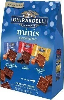 Chocolate Assortment Minis, Dark Chocolate Sea Salt Caramel, Dark Chocolate, Milk Chocolate Caramel