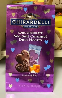 Sea Salt Caramel Duet Hearts Dark Chocolate, Sea Salt; Caramel