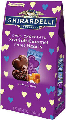 Dark Chocolate Sea Salt Caramel Duet Hearts, Dark Chocolate Sea Salt Caramel