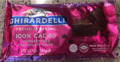 100% Cacao Unsweetened Chocolate Premium Baking Chips, Unsweetened Chocolate Chips