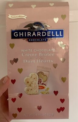 White Chocolate Creme Brulee Duet Hearts Chocolate Hearts For Valentines, White Chocolate