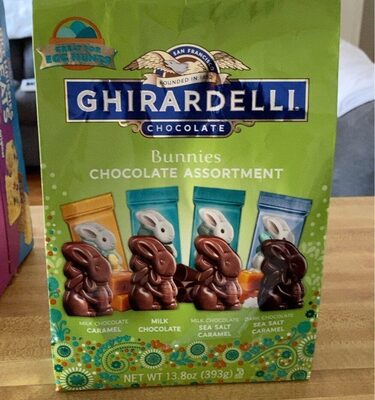 Bunnies Chocolate Assortment, Milk Chocolate Caramel, Milk Chocolate, Milk Chocolate Sea Salt Caramel, Dark Chocolate Sea Salt Caramel