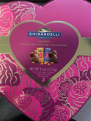 Chocolate Caramel Collection Hearts, Caramel Milk Chocolate, Sea Salt Caramel Dark Chocolate