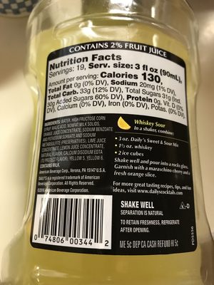 Non-Alcoholic Sweet & Sour Mix, Sweet & Sour
