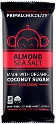 Almond Sea Salt 72% Cacao Chocolate Bar, Almond Sea Salt