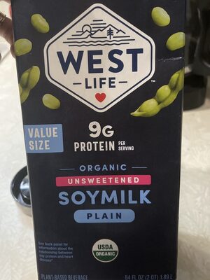 Unsweetened Plain Organic Soymilk Plant-Based Beverage, Unsweetened Plain