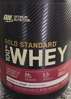 Cookies & Cream Flavored Gold Standard 100% Whey Protein Powder Drink Mix, Cookies & Cream