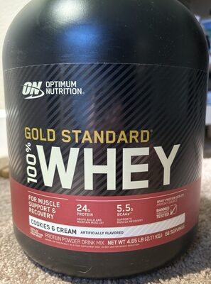 Cookies & Cream Flavored Gold Standard 100% Whey Protein Powder Drink Mix, Cookies & Cream