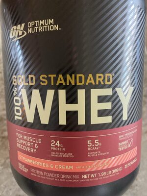 Strawberries & Cream Flavored Gold Standard 100% Whey Protein Powdered Drink Mix, Strawberries & Cream