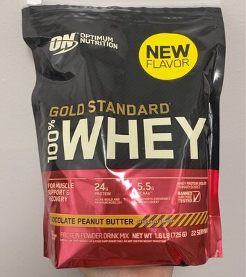 Gold Standard 100% Whey Protein 24 G, Bcaas 5.5 G For Muscle Support & Recovery Protein Powder Drink Mix, Chocolate Peanut Butter, Chocolate Peanut Butter