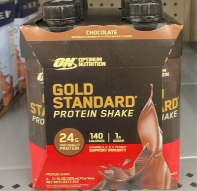 Protein 24G Calories 140 Sugar 1G Gold Standard Protein Shake, Chocolate, Chocolate