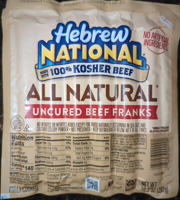 Uncured Beef Franks, Uncured Beef
