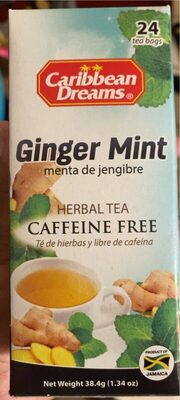 Ginger Mint Caffeine Free Herbal Tea Bags, Ginger Mint
