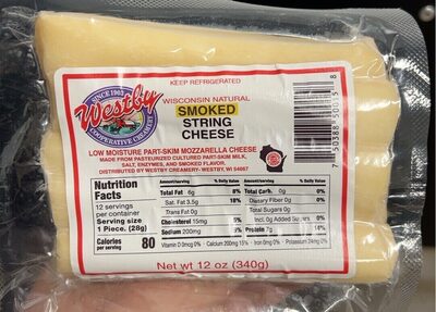 Mozzarella Low-Moisture Part Smoked String Cheese, Mozzarella