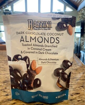 Dark Chocolate Coconut Toasted Almonds Drenched In Coconut Cream & Covered In Dark Chocolate Almonds, Dark Chocolate Coconut