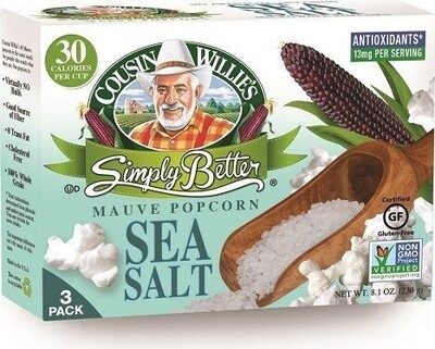 Cousin Willie's Simply Better, Mauve Popcorn, Sea Salt, Sea Salt
