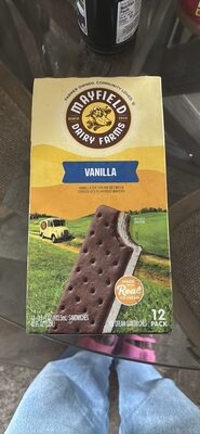 Vanilla Flavored Ice Cream Between Chocolate Flavored Wafers Ice Cream Sandwiches, Vanilla