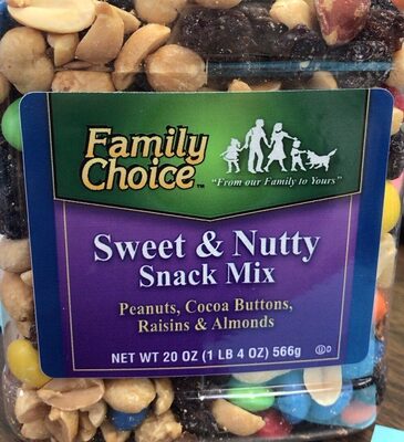 Sweet & Nutty Peanuts, Cocoa Buttons, Raisins & Almonds Snack Mix, Sweet & Nutty