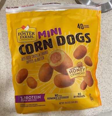 Honey Crunchy Flavor Bite-Sized Chicken Franks Dipped In Batter Mini Corn Dogs, Honey Crunchy