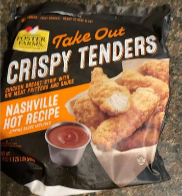 Take Out Crispy Tenders Chicken Breast Strip With Rib Meat Fritters And Nashville Hot Recipe Dipping Sauce