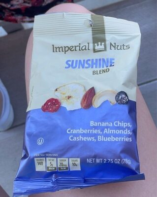 Banana Chips, Cranberries, Almonds, Cashews, Blueberries Sunshine Blend, Banana Chips, Cranberries, Almonds, Cashews, Blueberries Sunshine